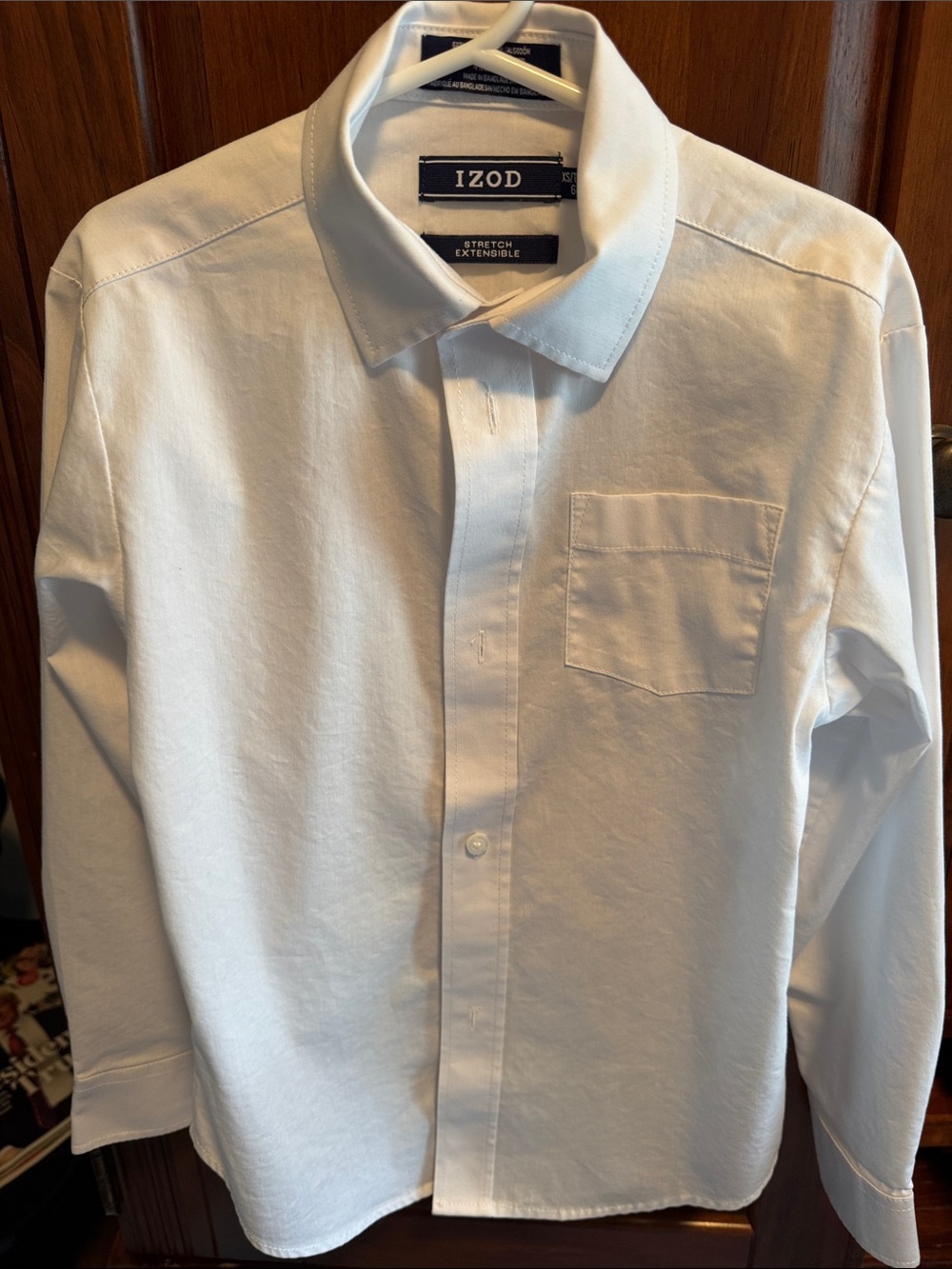 Izod White Stretch Button-Up Dress Shirt